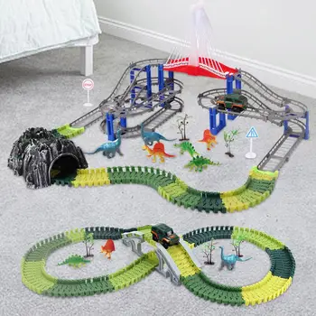 Bērni Automašīnu Ceļa Dinozauru Motīvu Ziemassvētku Dāvanu Elastīgu Auto, Dzelzceļa Rotaļlietu Dzimšanas Dienas Dāvana Drošu Izglītības Rotaļu Auto Ceļu Play Set